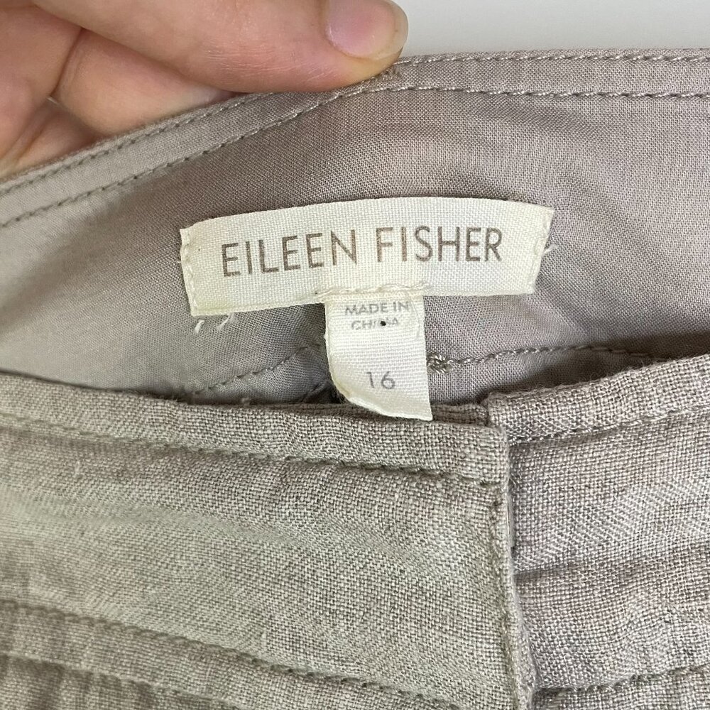 Eileen Fisher 100% organic linen wide-leg pants beige womens 16 - Picture 5 of 7